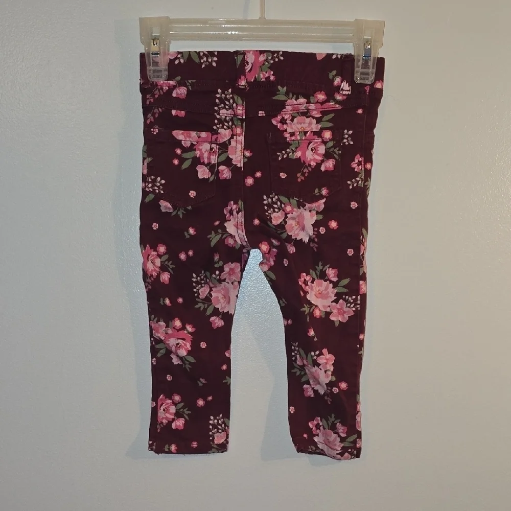 Gymboree Dark Burgandy/maroon Floral Kids Jeggings LOT Q